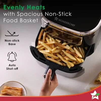 Platinum Digital Air Fryer | 5L | Rapid Air Technology | 7 Pre-Set Menu Options | Temperature and Time Control | Digital Interface | Chrome Finish | 1 Year Warranty - Image 5