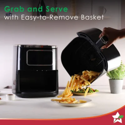 Platinum Digital Air Fryer | 5L | Rapid Air Technology | 7 Pre-Set Menu Options | Temperature and Time Control | Digital Interface | Chrome Finish | 1 Year Warranty - Image 4