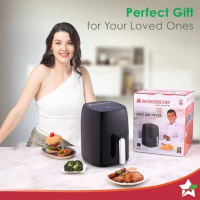 Neo Digital Air Fryer | Rapid Air Technology | 6 Pre-Set Menu Options | Temperature and Time Control | Automatic Shut-Off | Compact Design | 4.5 Litres | 1 Year Warranty | 1500 Watts | Black - Image 2