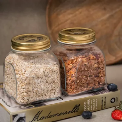 PASABAHCE Glass Cookie Jar - 500 ml  (Pack of 2, Clear)