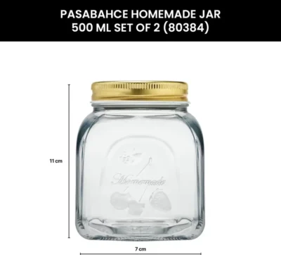 PASABAHCE Glass Cookie Jar - 500 ml  (Pack of 2, Clear) - Image 3