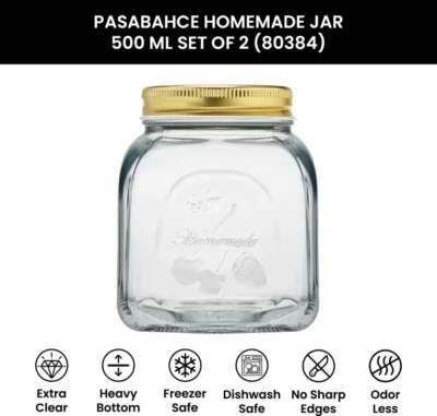 PASABAHCE Glass Cookie Jar - 500 ml  (Pack of 2, Clear) - Image 2