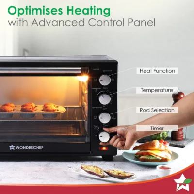 Oven Toaster Griller (OTG) - 48 L | With Rotisserie | Auto-Shut Off | Heat-Resistant Tempered Glass | 6-Stage Heat Selection Bake, Grill, Roast | Easy to Clean | Black | 2 Year Warranty - Image 5