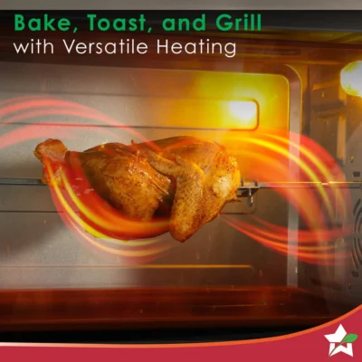 Oven Toaster Griller (OTG) - 60 Litres, Stainless Steel – with Rotisserie, Auto-shut off, heat-resistant tempered glass, 6-stage heat selection - Image 4
