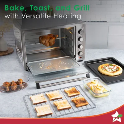 Oven Toaster Griller (OTG) - 60 Litres, Stainless Steel – with Rotisserie, Auto-shut off, heat-resistant tempered glass, 6-stage heat selection - Image 3