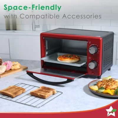 Oven Toaster Griller (OTG) Crimson Edge - 9 Litres - with Auto-shut Off, Heat-resistant Tempered Glass, Multi-stage Heat Selection, 2 Years Warranty, 650W, Red - Image 3