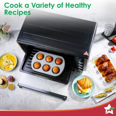 Oven Toaster Griller (OTG) - 48 L | With Rotisserie | Auto-Shut Off | Heat-Resistant Tempered Glass | 6-Stage Heat Selection Bake, Grill, Roast | Easy to Clean | Black | 2 Year Warranty - Image 2