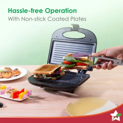 Prato Plus Griller Auto Temp Control, LED indicator | 800 W | Non-stick Coated Plates | Oil Free Toasting| Easy to Clean| 1 Year Warranty - Image 5