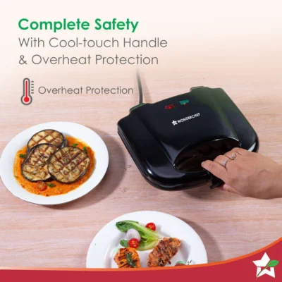 Prato Plus Griller Auto Temp Control, LED indicator | 800 W | Non-stick Coated Plates | Oil Free Toasting| Easy to Clean| 1 Year Warranty - Image 3