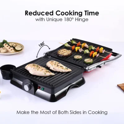 SKT Family Size| Crimson Edge Electric Contact Grill & Sandwich Maker| Healthy Non-Stick Coating | LED Indicator| 2 Year Warranty| Red - Image 4