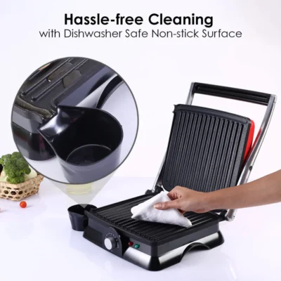 SKT Family Size| Crimson Edge Electric Contact Grill & Sandwich Maker| Healthy Non-Stick Coating | LED Indicator| 2 Year Warranty| Red - Image 2