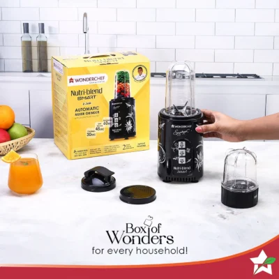 Nutri-blend SMART Automatic Mixer Grinder with Dual Pulse Function|22000 RPM|100% Full Copper Motor|2 Unbreakable Jars| 500 Watt| 2 Years Warranty| Recipe book by Chef Sanjeev Kapoor| Black - Image 2