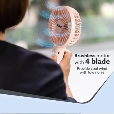 Elite Mini Fan, 4 inches, Rechargeable Lithium-Ion with 2600 mAh Battery, 3 Speed Option, Handheld and Table Dock Fan for Home, Kitchen, Office Desk, High Speed, Pink - Image 6