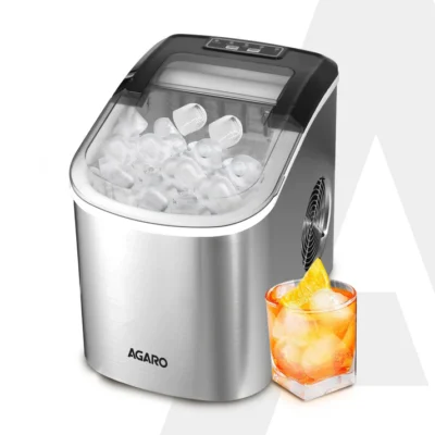AGARO Regency Ice Maker, Compact Ice Maker, 2.2L water Tank, 9 Pcs Ice Cube at a time, Stainless Steel Body, Small & Big Ice Cubes