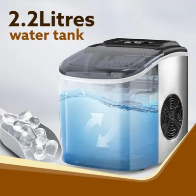 AGARO Regency Ice Maker, Compact Ice Maker, 2.2L water Tank, 9 Pcs Ice Cube at a time, Stainless Steel Body, Small & Big Ice Cubes - Image 4