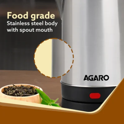 AGARO Sonnet Electric Kettle, 1.5L, 1500W, Stainless Steel Body - Image 5