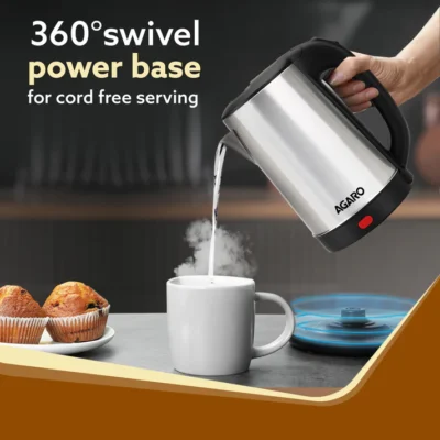 AGARO Sonnet Electric Kettle, 1.5L, 1500W, Stainless Steel Body - Image 4