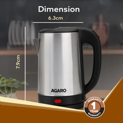 AGARO Sonnet Electric Kettle, 1.5L, 1500W, Stainless Steel Body - Image 2