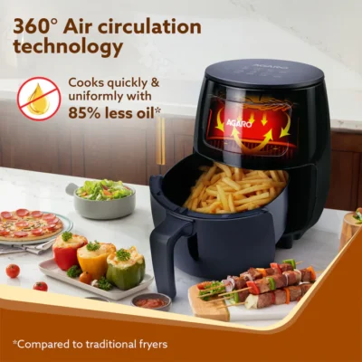Alpha Digital Air Fryer For Home, 4.5 Litres, 6 Cooking Options, Electric, Convection Oven, 1400W, 360 Degrees Air Circulation, Digital Display, Keep Warm, Bake, Roast, Toast, Black - Image 4