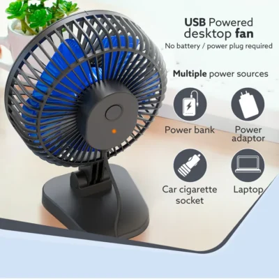 Breeze USB Desktop Fan, Personal Mini Fan for Home Office Bedroom, Study, Black - Image 5