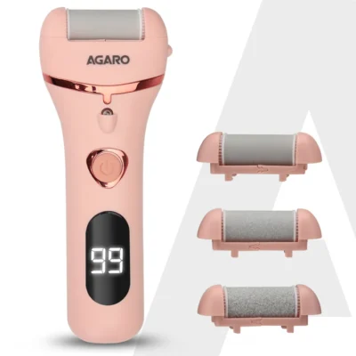 Callus Remover with 3 Interchangeable Head Rollers, Electronic Foot Scrubber For Callus & Dead Skin Removal, Pedicure Device, 2 Speed, Rechargeable Foot Care, Waterproof, CR1727, Pink