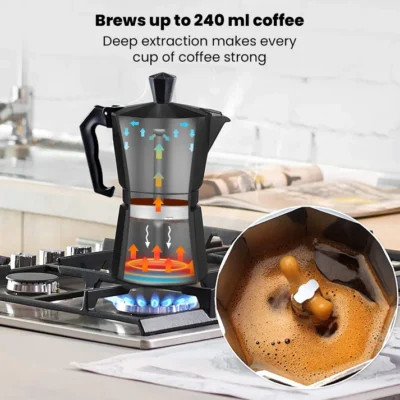 Classic Moka Pot - 240 ML - Black - Image 5