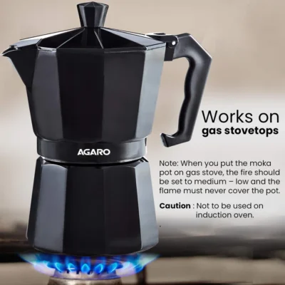 Classic Moka Pot - 240 ML - Black - Image 3