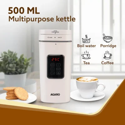Delite Portable Electric Kettle, 500 Ml, Fast Boiling, Adjustable Temperature, Keep Warm, Porridge, Double Layered Body, Travel Electric Kettle, Hot Water, White - Image 5