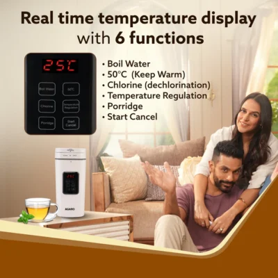 Delite Portable Electric Kettle, 500 Ml, Fast Boiling, Adjustable Temperature, Keep Warm, Porridge, Double Layered Body, Travel Electric Kettle, Hot Water, White - Image 4