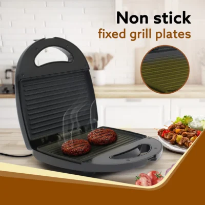Delite Sandwich Maker, 750W, 4 Slice Non Stick Grill Plate, Power Indicator, Oil Free Toasting, Grilling, Black - Image 6