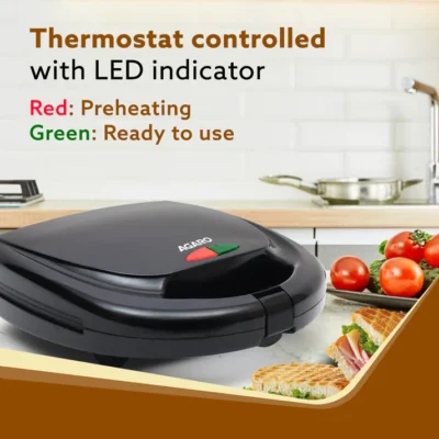 Delite Sandwich Maker, 750W, 4 Slice Non Stick Grill Plate, Power Indicator, Oil Free Toasting, Grilling, Black - Image 3