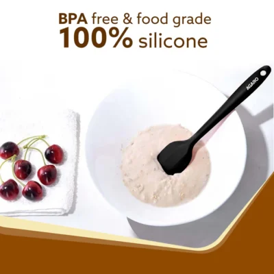 Deluxe Silicone Spatula Set of 3, Cooking and Mixing, for Non-Stick Cookware, BPA Free, Seamless Design, Black - Image 3