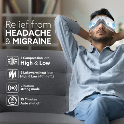 Supreme Eye Massager with Lukewarm Heat, Relax, Reduce Eye Strain, Relief from Stress, Headache & Migraine Pain, Air Compression Massage, 180° Foldable, 5 Modes, Bluetooth Music, Improves Sleep - Image 6