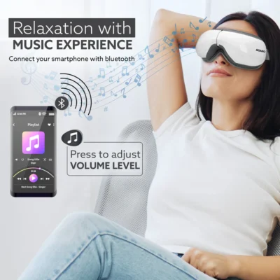 Supreme Eye Massager with Lukewarm Heat, Relax, Reduce Eye Strain, Relief from Stress, Headache & Migraine Pain, Air Compression Massage, 180° Foldable, 5 Modes, Bluetooth Music, Improves Sleep - Image 4