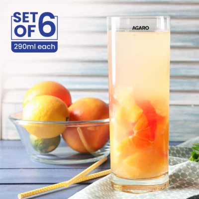 Elegant 290 ml Glasses Set of 6, Transparent Drinking Water Glass Set, Glass Tumbler for Water, Cold Drink, Juice, Dishwasher Safe, for Daily Use & Gifting - Image 5