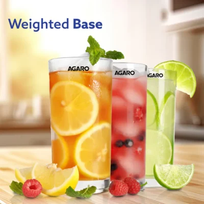 Elegant 290 ml Glasses Set of 6, Transparent Drinking Water Glass Set, Glass Tumbler for Water, Cold Drink, Juice, Dishwasher Safe, for Daily Use & Gifting - Image 3