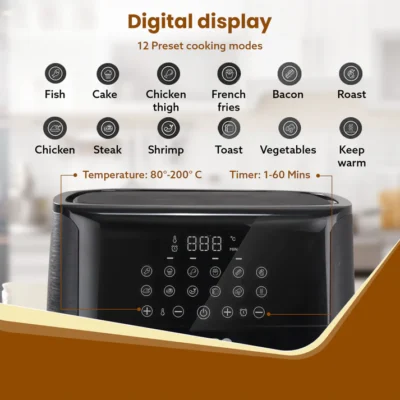 Elegant Air Fryer - 1800W - 6.5L - Black - Image 4