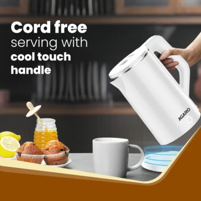 Elegant Electric Kettle, 1.8L, Double Layered Kettle, White - Image 4