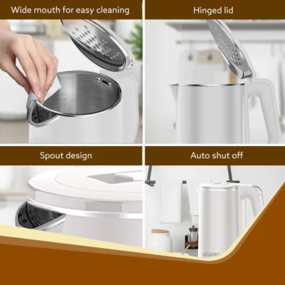 Elegant Electric Kettle, 1.8L, Double Layered Kettle, White - Image 3