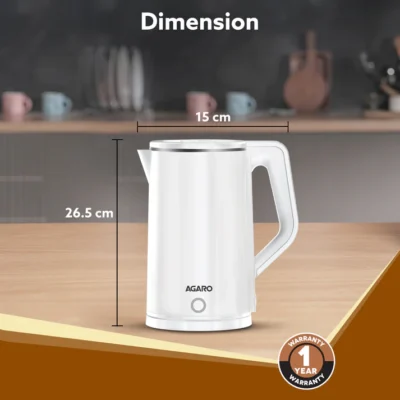 Elegant Electric Kettle, 1.8L, Double Layered Kettle, White - Image 2