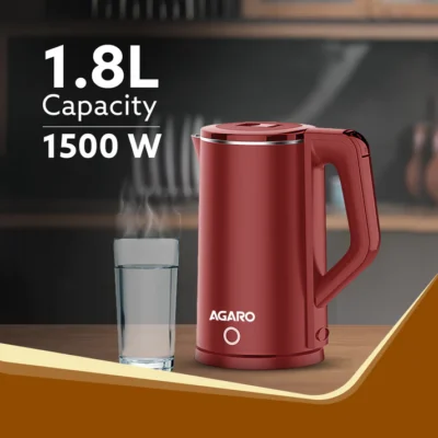 Elegant Electric Kettle, Double Layered 1.8L, Red - Image 4
