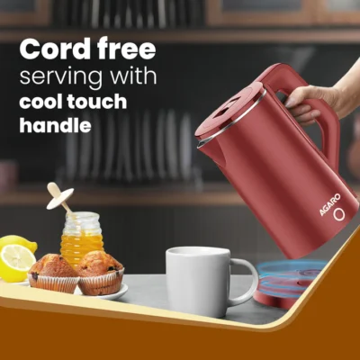 Elegant Electric Kettle, Double Layered 1.8L, Red - Image 2