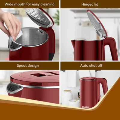 Elegant Electric Kettle, Double Layered 1.8L, Red - Image 5