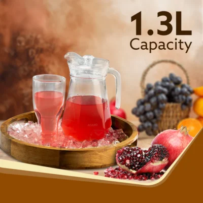 Elegant Glass Jug, 1.3L, Multipurpose Jug, Easy Pour & Strong Handle, Transparent Beverage Carafe for Home, Office, Pitcher for Serve Water, Milk, Juice, Lassi, Cocktail, Ideal for Gift - Image 5