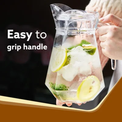 Elegant Glass Jug, 1.3L, Multipurpose Jug, Easy Pour & Strong Handle, Transparent Beverage Carafe for Home, Office, Pitcher for Serve Water, Milk, Juice, Lassi, Cocktail, Ideal for Gift - Image 2
