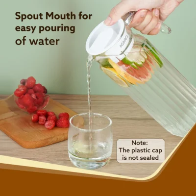 Elegant Glass Jug with Lid, 1.1L, Multipurpose Jug, Easy Pour Spout & Strong Handle, Transparent Beverage Carafe for Home, Office, Pitcher for Serve Water, Milk, Juice, Beverage, Lassi, Cocktail - Image 3