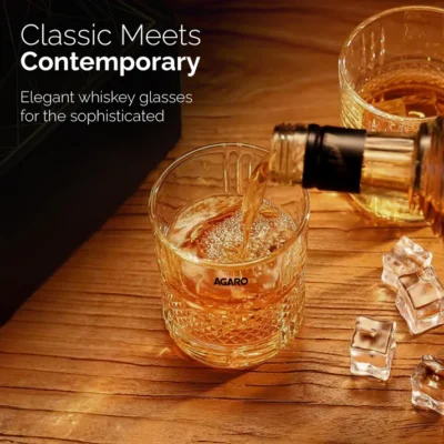 Elegant Whiskey Glass, Set of 6, 325ML, Crisscross Design, Crystal Clear, Perfect for Scotch, Whisky, Bourbon, Liquor, Wine, Cocktail Drinks , Stylish Design - Image 5