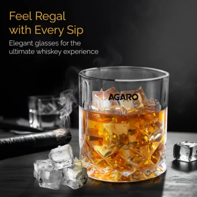 Elegant Whiskey Glass, Set of 6, 325ML, Diamond Cut Design, Crystal Clear, Perfect for Scotch, Whisky, Bourbon, Liquor, Wine, Cocktail Drinks - Image 5