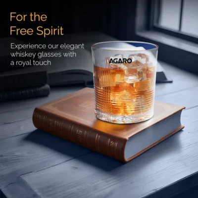 Elegant Whiskey Glass, Set of 6, 325ML, Ribbed Design, Crystal Clear, Perfect for Scotch, Whisky, Bourbon, Liquor, Wine, Cocktail Drinks , Stylish Design - Image 4