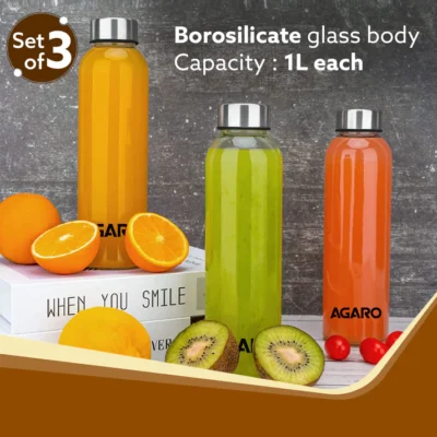 Elite Borosilicate Glass Bottles, Pack of 3 - Image 5